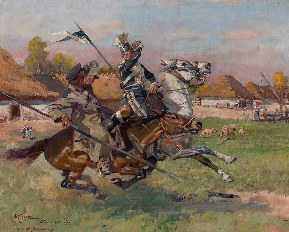 Amazon.com: ArtDirect Uhlan Fighting a Cossack (1900) 20x16